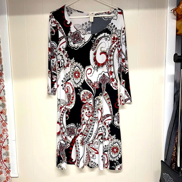 Chico’s Floral Print Dress Sz 0 3/4 Sleeve - Picture 1 of 9